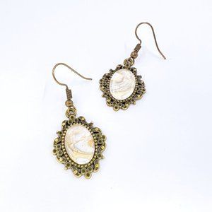 New / Handcrafted - Dainty Yellow & Gold Bronze Tone Fishhook Earrings